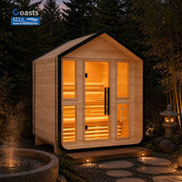 Sauna de Madera Termotratada con Techo a Dos Aguas para Jardín, con Certificación UKCA, WiFi Inteligente, 230V, Calefacción Dual, DDP Reino Unido, DIY, para Airbnb