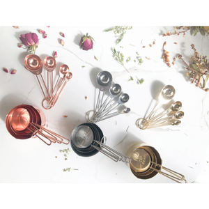 Copper <b>Measuring</b> Tools <b>Set</b> Food Grade Durable <b>Measuring</b> <b>Cups</b> And Spoon <b>Set</b> With Wired Handle Rose Gold Shiny Polish Hot Selling - Product Image 4