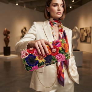 Sac à main pour femme fait main avec motifs de perles, style bohème, bandoulière chaîne, portable, toutes saisons - Product Image 1