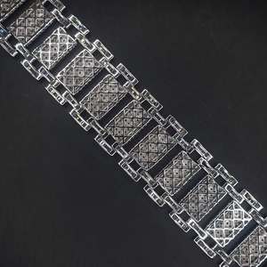 Wide Iced Out Baguette and Round Cut Moissanite Diamond Cuban Link Bracelet in White Gold Finish <b>Men's</b> Bracelets & <b>Bangles</b> - Product Image 6