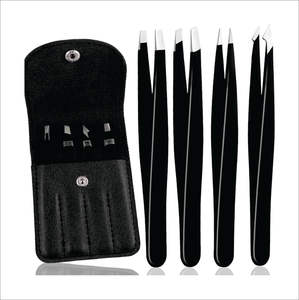 Ensemble de pinces à sourcils et cils en acier inoxydable multicolores de haute qualité CHC, durables, avec pointe arrondie, 4 pièces - Product Image 1