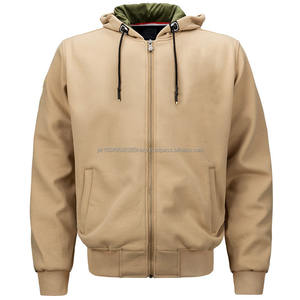 Fabricant en vrac de sweats à capuche en coton 400GSM tricotés confortables de couleur unie avec fermeture éclair et impression bouffante personnalisée - Product Image 5