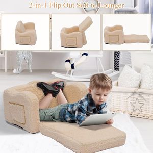 Canapé moderne pliable 2-en-1 pour enfants, fauteuil pour tout-petits, avec poches latérales amovibles, fauteuil-lit convertible - Product Image 4