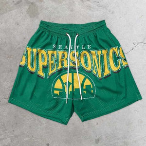Shorts de basketball pour hommes personnalisés, couleur violette, avec imprimé dinosaure rouge, en mesh sublimé, cordon de serrage, taille élastique, coupe régulière, vêtements de sport - Product Image 5