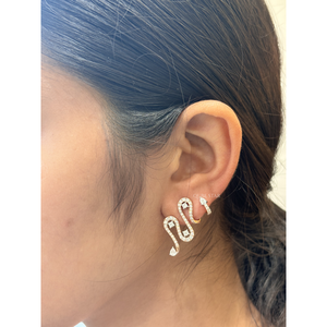 Boucles d'oreilles pendantes en or serpentine avec diamants de laboratoire 1,65 carat, motif serpent pavé, bijoux de créateur minimalistes et audacieux pour femme, hypoallergéniques - Product Image 1