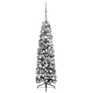 <b>Slim</b> Green Artificial Pre-Lit <b>Christmas</b> <b>Tree</b> with Ball Set 59.1 Inches - Product Image 1