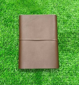 Couverture de carnet A5 en cuir de vache marron authentique, étui pour carnet de notes en cuir véritable tanné de qualité supérieure, accessoires de bureau professionnels - Product Image 1