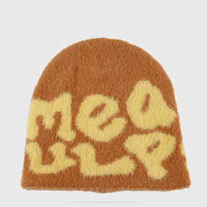 Custom Logo Y2K Mea Culpa Mohair Beanie Fuzzy Jacquard All Over Print Streetwear <b>Winter</b> Knit <b>Hat</b> for <b>Men</b> in low MOQ - Product Image 5