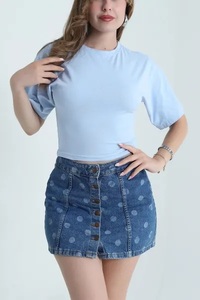 Camiseta Casual para Mujer Ever Glow, Cuello Redondo, Minimalista, Sólida, Transpirable, Antiencogimiento, Secado Rápido, Ecológica, Tallas Grandes, Poliéster/Algodón - Product Image 4