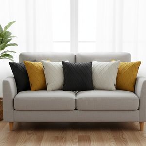 Juego de 6 Fundas de Almohada de Punto Trenzado SOGA de 45 cm en Amarillo Sol, Crema y Gris Carbón para Sofás de Sala de Estar - Product Image 3