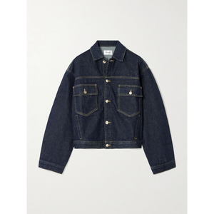 Veste en jean unisexe décontractée à col rabattu, fermeture boutonnée, coupe courte, coton délavé, coupe classique - Product Image 4