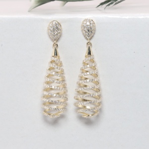 Pendientes Colgantes de Oro Amarillo de Lujo con Diseño de Espiral, Clásicos con Micro Pavé de Diamantes Cultivados en Laboratorio, Joyería Fina para Mujer, Anillo de Compromiso - Product Image 1