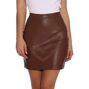 Jupe en cuir véritable pour femme, taille haute, confortable et extensible, idéale pour les tenues décontractées – Nouvelle collection très prisée - Product Image 1