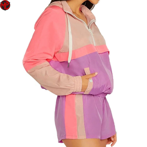Women Windbreaker Shorts Set 2 Piece <b>Tracksuit</b> Hooded Jacket and Running Shorts Set Quick Dry Sports Outfit - Product Image 6