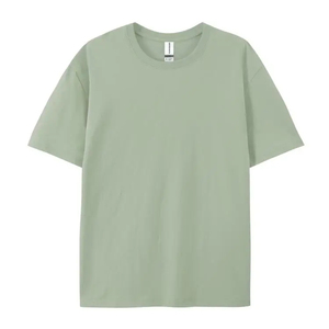 T-shirt décontracté pour homme, vert foncé, manches courtes, col montant, 100% coton tricoté, coupe classique, respirant - Product Image 2