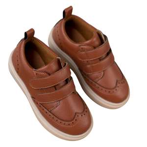 Chaussures en cuir noir pour enfants, unisexes, bout rond, Derby, cuir véritable, fabricant en gros - Product Image 2