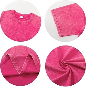 Oversized <b>Tie</b> Dye Pink Short Sleeve O Neck Men's T-Shirt Casual <b>Knitted</b> 100% Cotton Solid Color Drop Shoulder Fit - Product Image 6