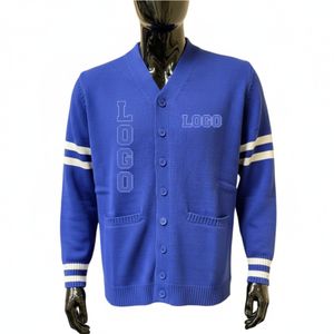 Cardigan en tricot personnalisé avec lettres grecques, boutonné sur le devant, avec poignets côtelés, style universitaire, vente en gros OEM - Product Image 6