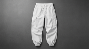 Ladies <b>White</b> 100% Cotton Breathable <b>Cargo</b> Long Pants Drawstring Waist Pockets Elastic Cuff Casual Running - Product Image 1