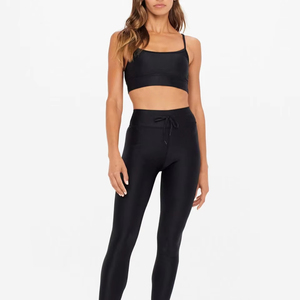 Ensemble de yoga premium pour femme : Leggings taille haute à cordon de serrage et brassière de sport assortie – Tenue de sport respirante, extensible, écologique et à séchage rapide - Product Image 1