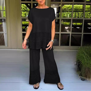 Offre Spéciale Été – Ensemble Short Deux Pièces Décontracté pour Femme, Couleur Unie, Respirant, Écologique, en Polyester Tricoté, Coupe Droite, Élastique - Product Image 4