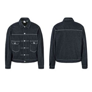 Ensemble streetwear de luxe personnalisé pour homme : veste en jean brut délavé bleu et jean baggy pour l'hiver - Product Image 5