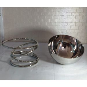 Elegante Tazón para Servir Frutas de Acero Inoxidable, Moderno Soporte en Espiral, Recipiente Metálico para Mezclar Ensaladas, Centro de Mesa Decorativo para el Hogar - Product Image 4