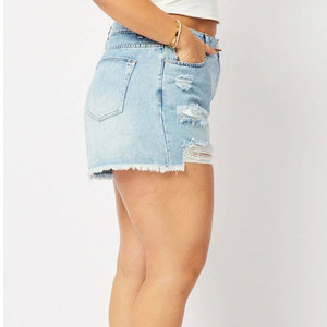 Shorts en jean colorés pour femmes en gros, kaki, marron, taille haute, cargo, OEM, directement de l'usine, shorts en jean délavés pour femmes - Product Image 2