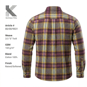 Chemise en flanelle pour homme, 100% coton, 160 GSM, tissage sergé 2/2, à carreaux, manches longues, fabricant OEM ODM, fournisseur de vêtements sur mesure en gros - Product Image 3