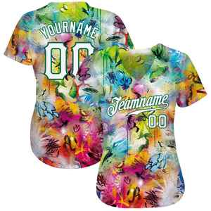 Camiseta de Béisbol y Sóftbol Personalizada para Mujer, Diseño de Graffiti Colorido con Impresión Completa, Ajustada, Manga Corta, Nombre del Equipo, Número, Sublimación OEM - Product Image 1