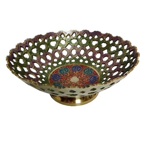 Centro de Mesa Decorativo de Tamaño Estándar, Frutero Decorativo, Tazón para Servir Frutas Pintado a Mano, Frutero de Metal - Product Image 1