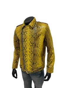 Veste en cuir à imprimé jaune en peau de serpent pour motocycliste Mans personnalisée en cuir respirant - Product Image 6
