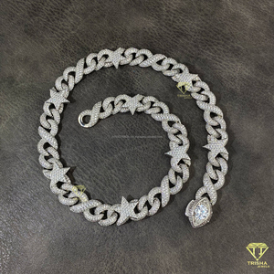 Luxury Bling Hip Hop Chain for Men & Boys Solid Back Heavy Rock Punk Style with Moissanite Diamond <b>Infinity</b> & Star Charms - Product Image 5