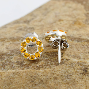 Boucles d'oreilles minimalistes en argent sterling 925 massif pour femmes, avec pierre précieuse citrine naturelle facettée, style mignon, bijoux fins, vente en gros - Product Image 4