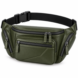 Sac banane en cuir personnalisé avec logo, unisexe, sac bandoulière, plusieurs compartiments zippés, ceinture réglable, sac banane de voyage et d'extérieur - Product Image 5