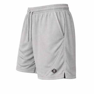 Pantalones Cortos Deportivos de Malla de Poliéster Gris para Hombre, Cintura Elástica con Cordón, Ropa Deportiva Ligera, Producción en Masa - Product Image 2