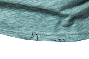 Camiseta de Manga Corta para Hombre, Color Verde Azulado, Cuello Redondo, con Estampado de Diseño de Humo, Corte Regular Informal, Tejido de Punto, Algodón - Product Image 3