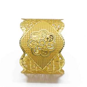 Bracelets manchette en filigrane plaqué or 14K, 18K, 24K, larges, en laiton, style Kada, design traditionnel, bracelets manchette tendance, vente en gros - Product Image 3