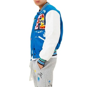Veste universitaire en laine personnalisable pour homme avec col de baseball, style lettre brodée, coupe-vent pour l'hiver - Product Image 2