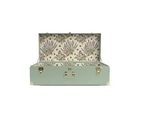 Ensemble de 2 coffres de rangement en métal rose poudré, vintage, décoratifs, avec quincaillerie or rose - Product Image 4