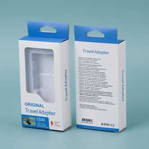 Caja de embalaje de cartón plegable para adaptador de viaje con cargador ecológico personalizable de 15W, adecuada para productos electrónicos de consumo. - Product Image 5