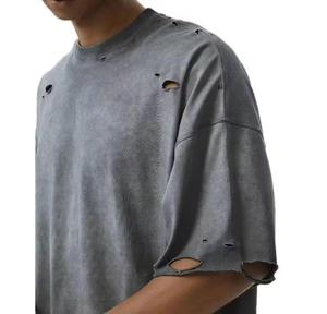 Camiseta Retro con Logotipo Personalizado, Lavada al Ácido, Estilo Urbano, Camiseta Gráfica para Hombre de 275G, 100% Algodón, Talla Grande, Camiseta Vintage para Hombre - Product Image 4