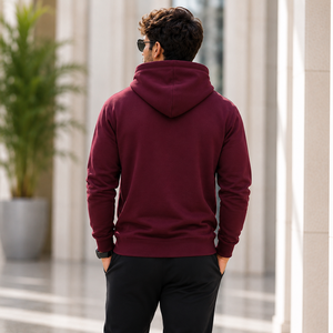 Sudadera con Capucha de Punto Informal de Invierno Unisex Personalizada de Alta Calidad, Sudadera con Capucha Lisa Rosa, 100% Algodón Felpa - Product Image 2