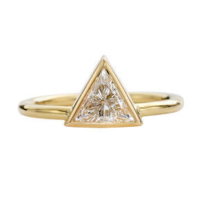 Women's 14k Gold Triangle Cut Diamond <b>Ring</b> Minimalist Engagement Jewelry - Product Image 1