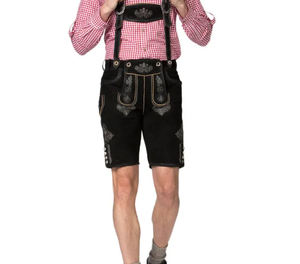 Costume d'Oktoberfest haut de gamme pour hommes – Tenue classique bavaroise Lederhosen avec short en daim rustique - Product Image 1