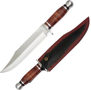 Couteau de chasse Bowie droit en acier Damas de qualité industrielle, fait main, avec manche en bois et pommeau métallique, personnalisable ODM, pour le camping - Product Image 1