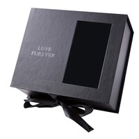Boîte cadeau rigide personnalisée avec couvercle à rabat, style livre, avec fermeture à ruban et estampage à chaud doré, emballage cadeau de luxe pour fleurs