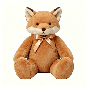 Peluche renard, peluche renard avec nœud en satin, peluche renard élégante avec ruban or rose - Product Image 1