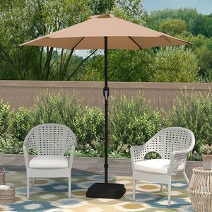 Parasol de terrasse de 7,5 pieds avec manivelle, parasol de marché extérieur avec 6 baleines robustes, imperméable pour jardin et terrasse - Product Image 1