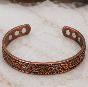 Authentic Nature <b>Engraved</b> Magnetic Metal Open Cuff <b>Bangle</b> Exquisite Metal Jewelry Promotional Novelty Gift - Product Image 1